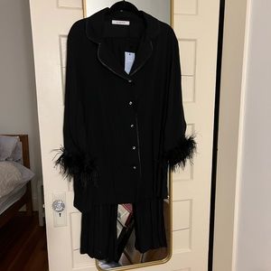 Sleeper Black Set (Top & Pants!) NWT Feather cuffs